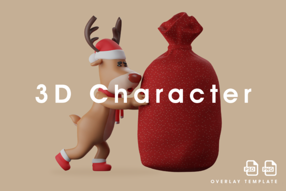3D Christmas Deer Illustrations for Branding