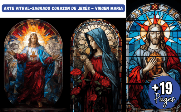 ARTE VITRAL-JESÚS-VIRGEN MARIA: Sacred Illustrations