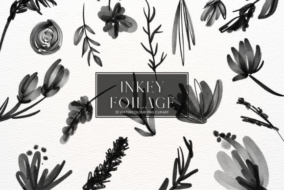 Black Inky Watercolour Flower: Bold Illustrations