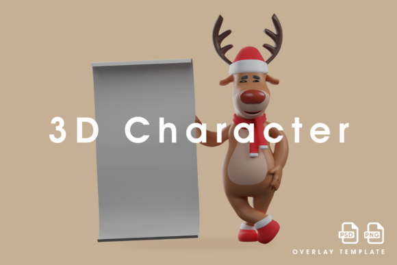 Christmas Deer Near Whiteboard: Festive Illustrations