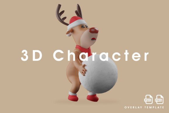 Christmas Deer Snowball: Festive Illustrations for Brands