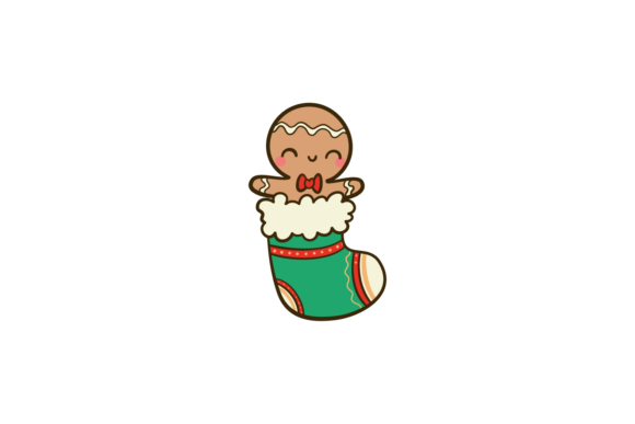 Christmas Gingerman Sock Green Svg: Fresh Illustrations