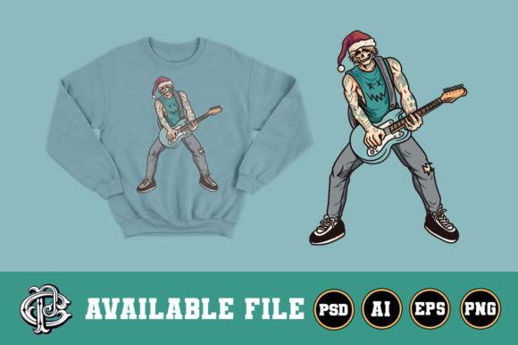 Christmas Rocker T-shirt Design: Illustrations for Sellers