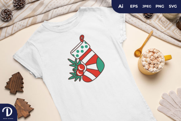 Christmas Stocking Illustration for Festive Branding