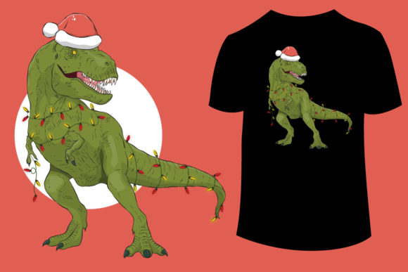 Christmas T-rex: Festive Illustrations for Branding