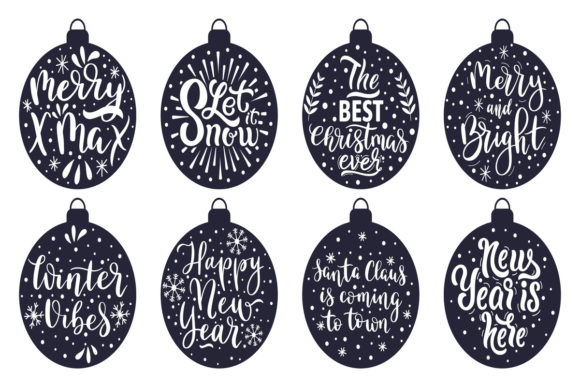 Christmas Tree Balls Lettering: Festive Illustrations