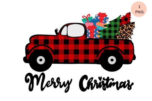 Christmas Tree Truck Gift Sublimation: Editorial Illustrations