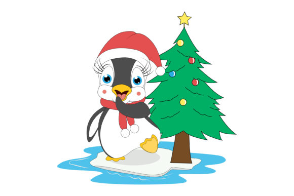 Cute Penguin Cartoon on Christmas: Festive Illustrations