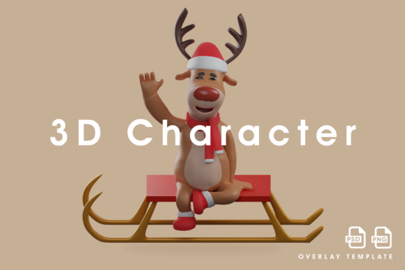 Funny Christmas Deer on Sleigh: Top Illustrations