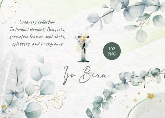 Ijo Biru Watercolor Set: Fresh Illustrations for Branding