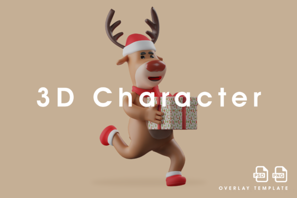 Review: 3D Christmas Deer Cartoon Holding a Gift
