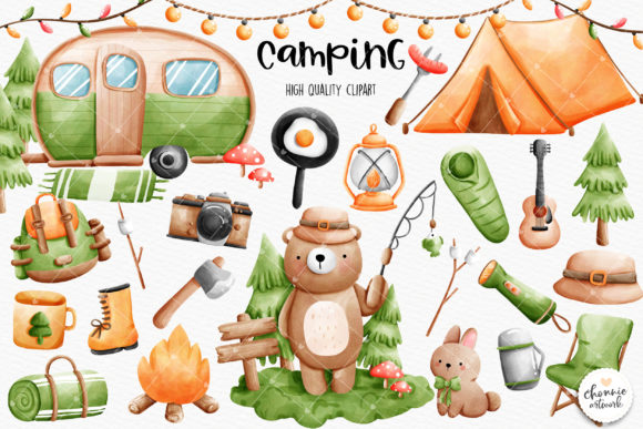 Review: Watercolor Camping Clipart for Embroidery Projects