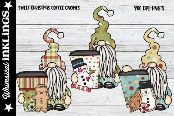 Sweet Christmas Coffee Gnomes: Festive Illustrations