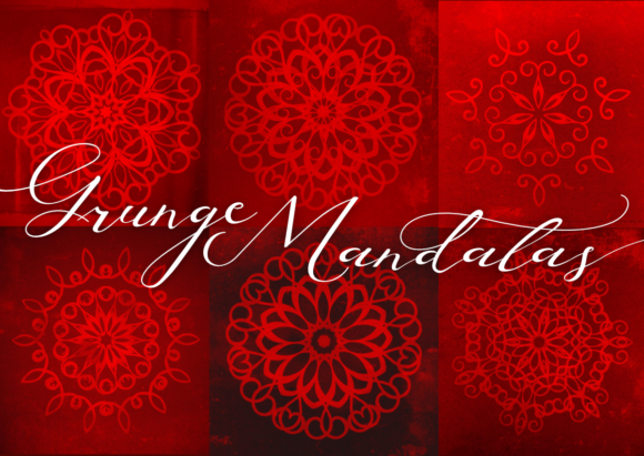 Vintage Christmas Red Retro Mandalas Set: Festive Illustrations