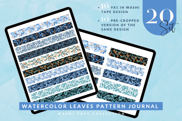 Watercolor Leaves Pattern Journal Washi: Fresh Illustrations