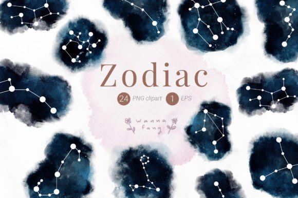 Watercolor Zodiac Clipart: Soft Illustrations for Brands